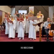 A church choir singing during a worship service