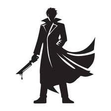 A noir-style illustration of a contract killer.