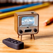 A television set with its screen showing a broadcast.