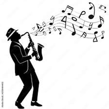 A jazz musician performing a blues-influenced passage