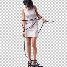 A person being freed from a tangle of ropes