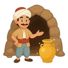 An illustration of Ali Baba from the tale of the Forty Thieves