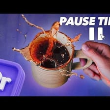 A movie shown paused on a single freeze-frame image.