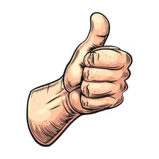 A hand making a thumbs-up gesture.