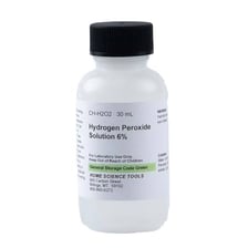 A bottle of hydrogen peroxide in a laboratory setting