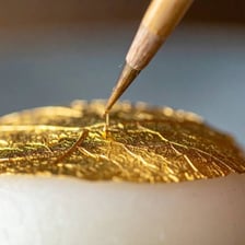 A thin sheet of gold leaf used for decorative gilding