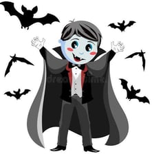 A traditional illustration of a vampire with prominent fangs
