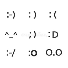 A keyboard-character smiley emoticon displayed as a visual expression.