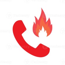 A direct telephone line represented with a red, heat-themed handset.