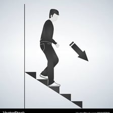 A person walking down a staircase.