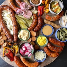 A platter of German-style sausages