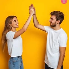 Two friends giving a casual greeting