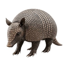 An armadillo displaying its segmented armored shell