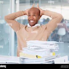 Person reacting to a mistake made while handling paperwork