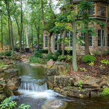 A small waterfall cascading over rocks.