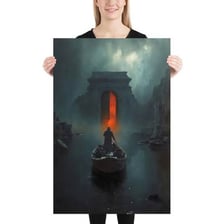 Artwork depicting the mythological River Styx and the Greek Underworld.
