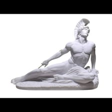 A classical statue depicting Achilles