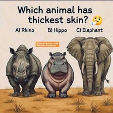 An elephant, rhinoceros and hippopotamus representing pachyderms.