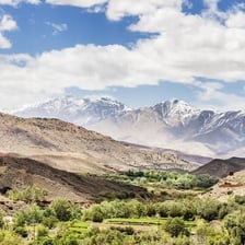 A rugged landscape in the Atlas Mountains of Morocco.