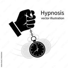 A hypnotist using a swinging pocket watch