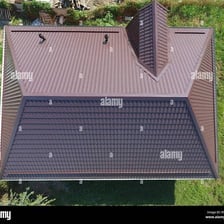 The roof of a residential house