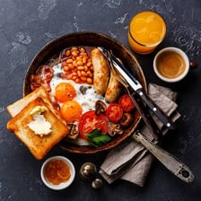 Baked beans served on slices of toast