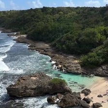A coastal landscape in Guadeloupe in the Caribbean