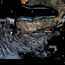 A close-up view of thick black tar