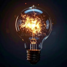 A bright spark or glowing light bulb representing an idea