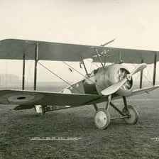 A Sopwith Camel biplane, a British fighter aircraft from the First World War.