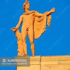 A classical statue or artistic depiction of Apollo, the Greek god associated with the sun
