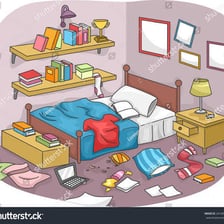 A very untidy room illustrating slovenly habits