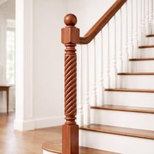 A spiral staircase with a central supporting newel post.