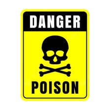 A poison warning symbol beside a hazardous substance