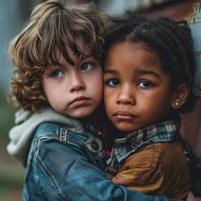 A portrait conveying an innocent and trusting expression.