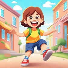 A child playfully engaged in harmless mischief