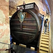 A large wooden cask or tun used for storing liquid