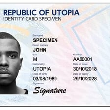A generic identity card showing a photograph and identifying details.