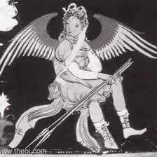 Artwork depicting a Fury from Roman mythology