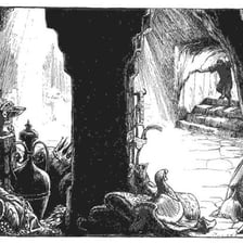A storybook-style cave entrance associated with the words Open Sesame