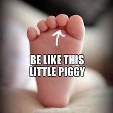 An educational illustration comparing toes with little piglets