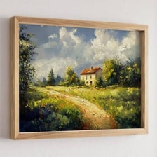 A rural countryside scene with rustic character