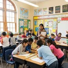 A teacher explaining a lesson to a student