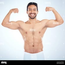 A person flexing a bent arm to show the biceps
