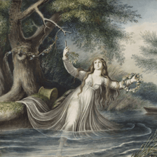 A painting depicting Ophelia, the character from Shakespeare’s Hamlet.