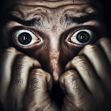 A person visibly expressing intense fear