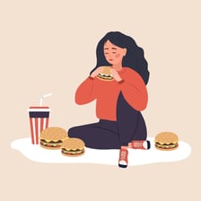 A diner relaxing after finishing a filling meal.