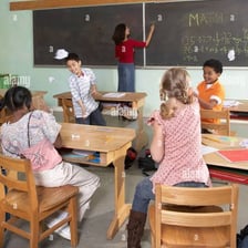 A child misbehaving in a classroom