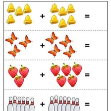 Objects being combined to illustrate addition