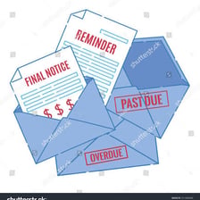 Overdue bills representing unpaid debts.